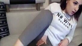 White Girl Squirts In Soaked Yoga Pants.