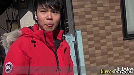 Gay Japanese Teen Masturbates in Shower