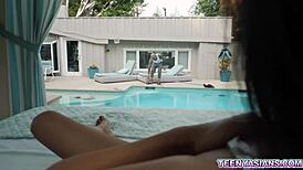 Stud catches TEASING teen and gets to TASTE her asian PUSSY!