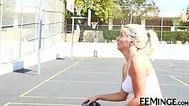 Feminge 4k presents an interracial lesbian video with a skilled basketball player