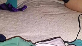 this amateur solo session with a hairy pussy using rabbit toy for intense masturbation