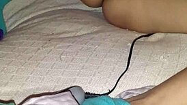 this amateur solo session with a hairy pussy using rabbit toy for intense masturbation