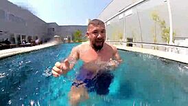 Married woman fucks employee in pool.