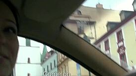 flashing taxi girl got tempted with cash for a quick outdoor bang.