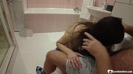 Intriguing teen student interacts with teacher barefoot