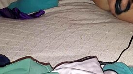 this amateur solo session with a hairy pussy using rabbit toy for intense masturbation