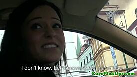 flashing taxi girl got tempted with cash for a quick outdoor bang.