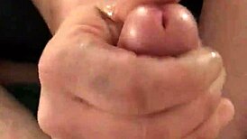 Girlfriend rubs big cock during prostate play.