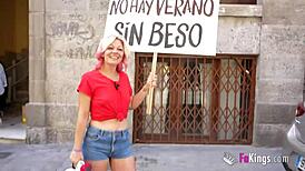 sandra casually kisses random guys on the street and picks one up for a chat