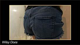 wifey cleaning with shirt down, flashing big tits, so hot