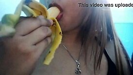 Asian Babe Performs Oral Deepthroat on Banana Toy in Seductive Fetish Play
