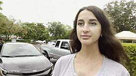 strolling the street with fresh cum on her face