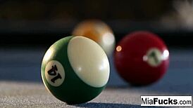 mia lelani masturbates solo on the billiards table