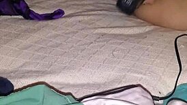 this amateur solo session with a hairy pussy using rabbit toy for intense masturbation