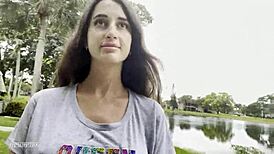 strolling the street with fresh cum on her face