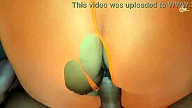 cock perfectly enters pussy through nylon shorts hole