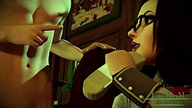 Elizabeth from Bioshock Takes Stranger's Cum in Mouth with Raw Intensity