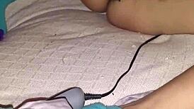 this amateur solo session with a hairy pussy using rabbit toy for intense masturbation