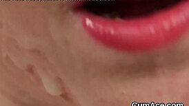 Horny Hottie Gets Cum Load on Face Sucking Jism