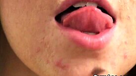 Horny Hottie Gets Cum Load on Face Sucking Jism