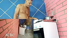 Kitchen Fuck Ends with Anal Cumshot