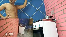 Kitchen Fuck Ends with Anal Cumshot