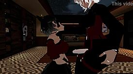 A fake cop receives a deepthroat blowjob from a femboy in the office.