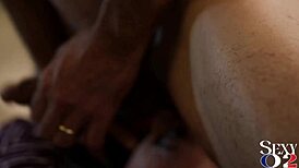 French Amateur Slut in Purple Satin Panties Rimming and Blowing