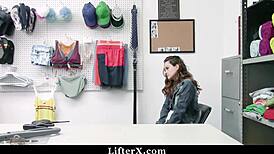 Hey, this brunette teen got punished by mall officer for stealing! 😡