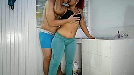 quick homemade sex in the laundry room with a venezuelan babe in colombia, filling her with cum