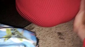 Public Outdoor Encounter with Husband on Grass, Guard Witnesses Intimate Moment.