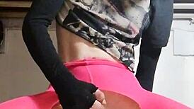 Ladyboy rides dildo for first time solo shemale fun 🥵