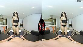 Tiny latina teen's tight pussy getting pounded in VR reality