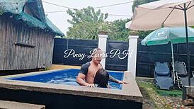 Wife Enjoys a Splash in Public Pool