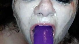 Ms tl deepthroats dildo with choking