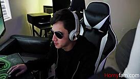 Kenzie Madison gets fucked by her gamer stepbro while he's playing, bent over with big ass