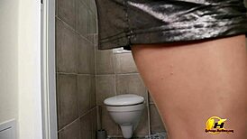 i sneak into the party toilet with my dildo for fun