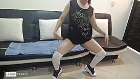 Lonely White Woman in Apartment