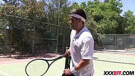 Me and my best friend at summer camp, we were such tennis sluts, fucking around with monster cocks and group sex