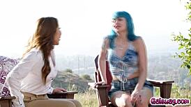 Two Hot Women With Big Tits Eating Pussy In The Sun