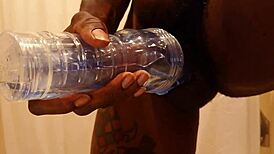 Hallelujah Johnson Intensely Masturbates With Fleshlight, Unleashing Massive Cumshot.