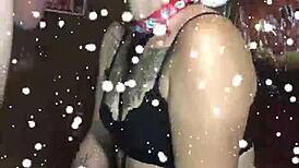 Pretty submissive girl gags on big cock in homemade face fucking