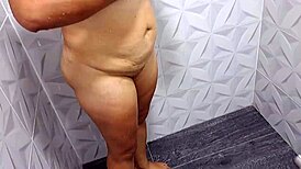 I interrupt my latina mother-in-law's shower for a blowjob, that ass turns me on!