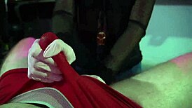 Pink Nurse Gloves Teasing Husband in Hospital, Making Him Cum in Underwear