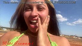 Bibi Tsunami Topless on Roadside!