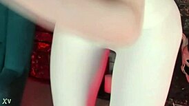 sweet eaton wearing fitted white leggings on webcam, teasing and crossdressing solo