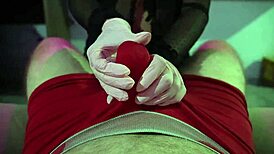 Pink Nurse Gloves Teasing Husband in Hospital, Making Him Cum in Underwear
