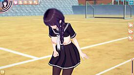 3d cartoon anime video of jk futaba getting massage