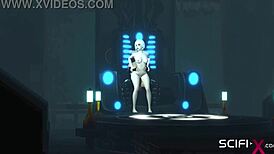 Sci-fi transerotica hot futa shemale with huge dick fucks sexy blonde... oops, I mean intensely rides her