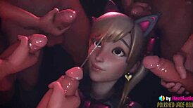 In This Overwatch Hentai, D.Va Experiences Her First Facial Cumshot in 3D Animation